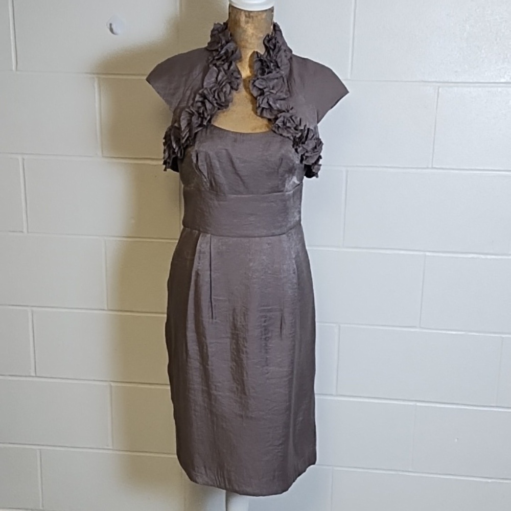 London Times Special Occasion 2 Pc Bolero Midi Lined Jacket Dress Size 8 Y2K